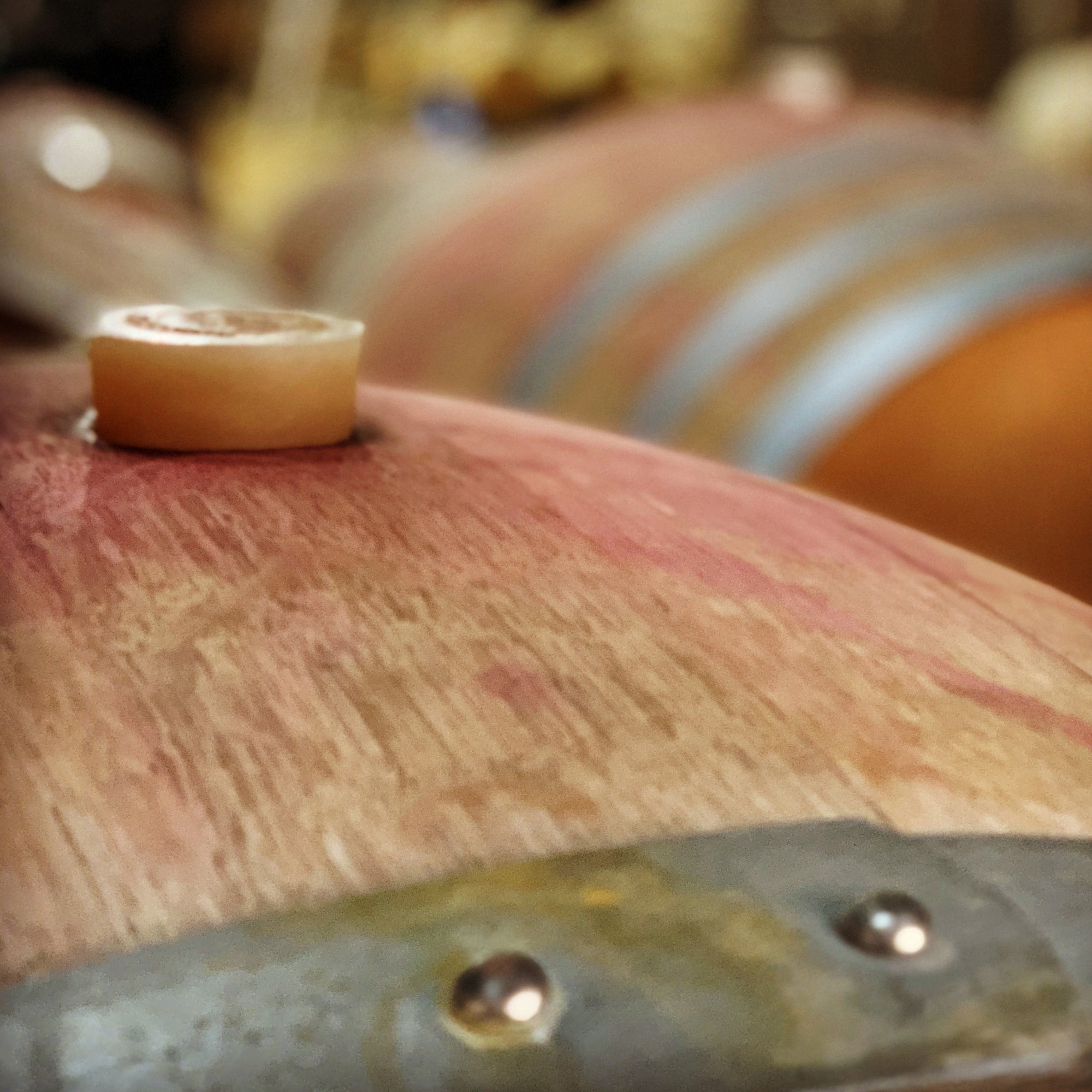 Close up of a barrel at Pentâge Winery